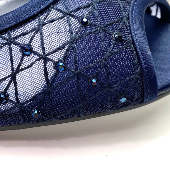 SOLD NIB Adrianna Papell Crystal Navy Satin Mesh Heels - Picture 4 of 8